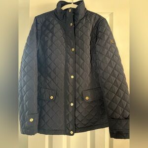 Lauren Ralph Lauren Navy Quilted Zipper Jacket with Gold Buttons